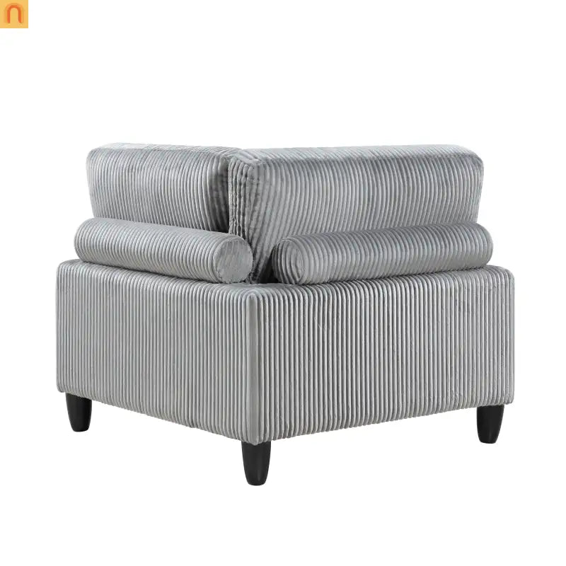 Sectional Sofa Modular Corduroy Gray 5-Seat 120in Ottoman