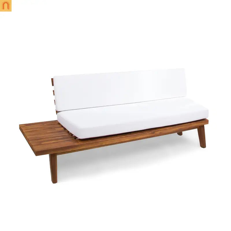 Outdoor Sofa 2-Seater Acacia Wood White Cushions 75.75in