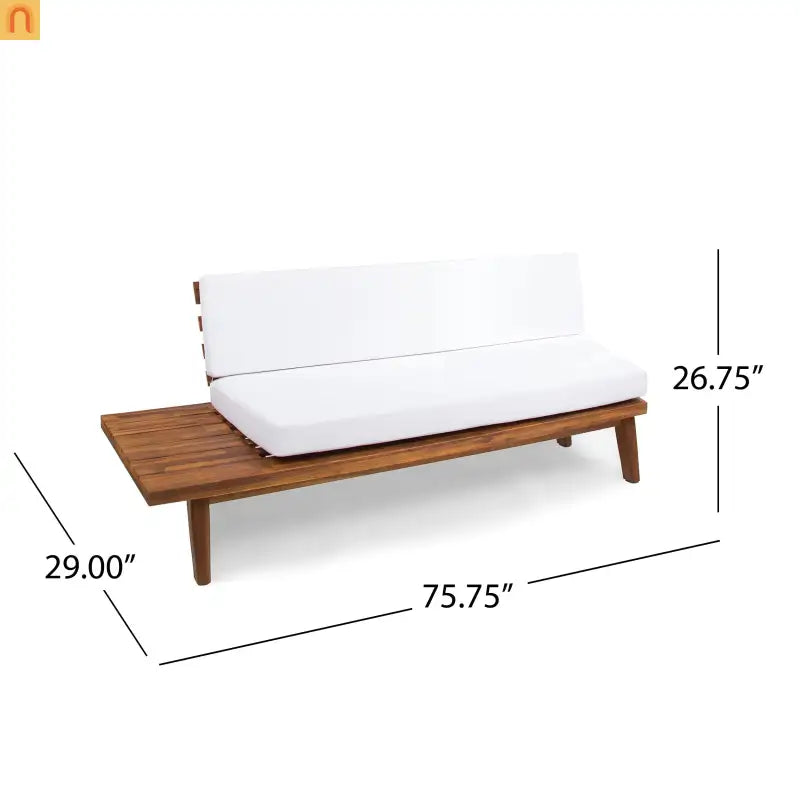 Outdoor Sofa 2-Seater Acacia Wood White Cushions 75.75in