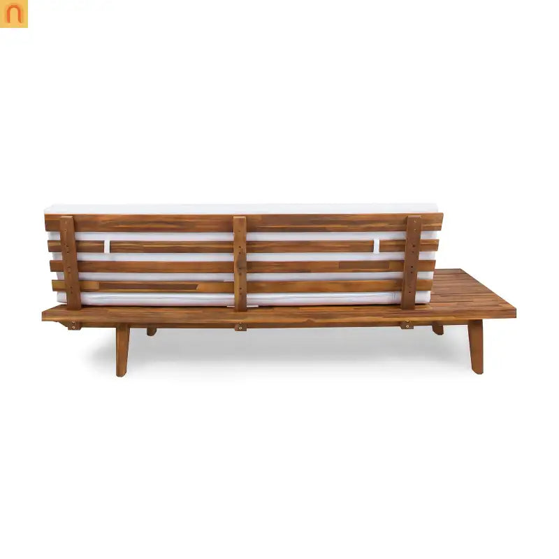 Outdoor Sofa 2-Seater Acacia Wood White Cushions 75.75in