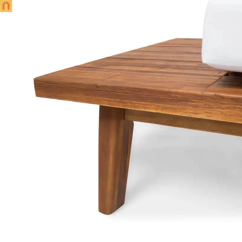 Outdoor Sofa 2-Seater Acacia Wood White Cushions 75.75in
