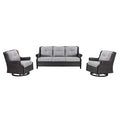 Lassen wicker living room set: 1 three-seater sofa and 2 swivel rocking chairs