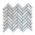 White Herringbone Marble Mosaic Tile 1x3 - 12x12 Pre Assembled