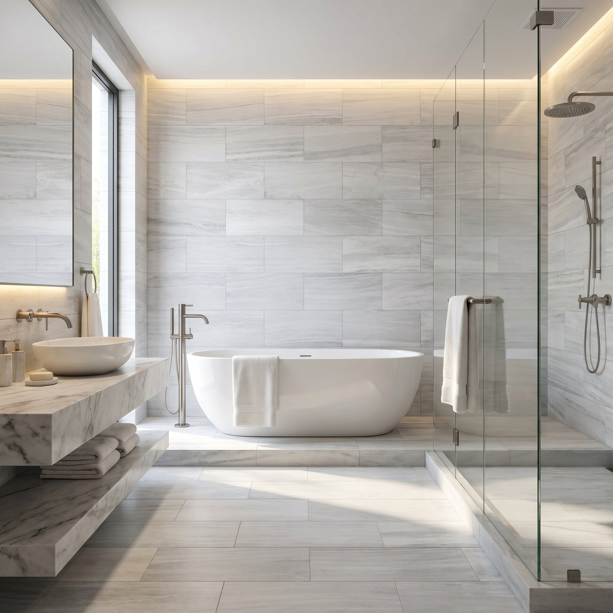 White Marble Polished Floor and Wall Tile with Natural Veining
