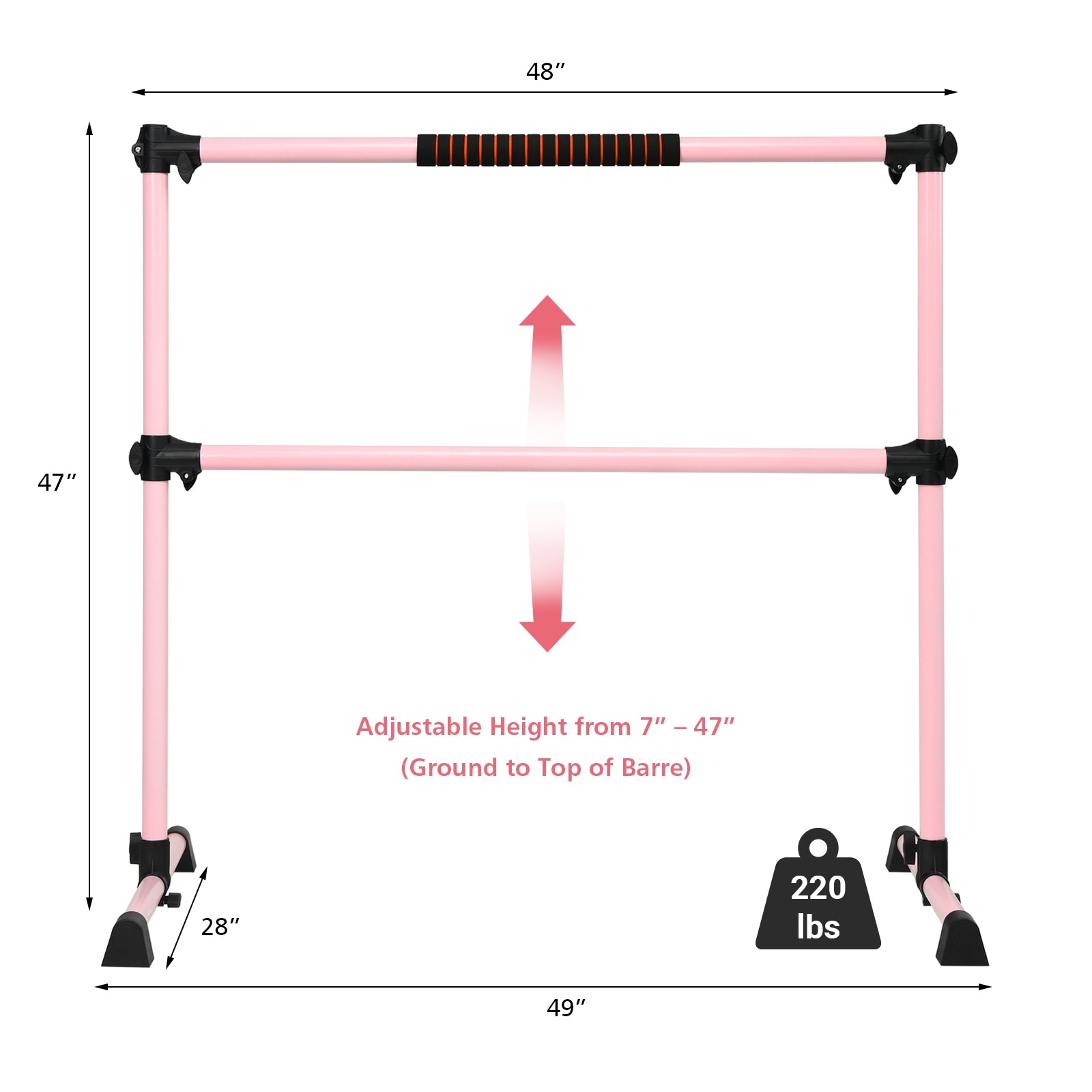 4 Feet Portable Ballet Barre with Adjustable Height