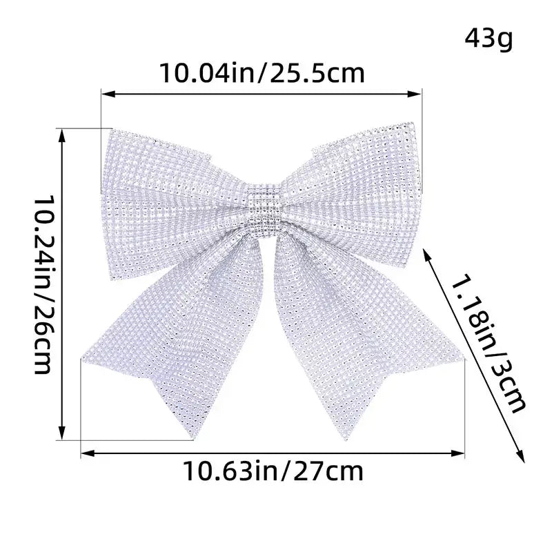 DecorBites™ Diamond Bow Pendant x2 Holiday Tree Decoration Shimmering Sparkling Ornament