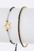 Star Rhinestone Bracelet Set Adjustable String Charms