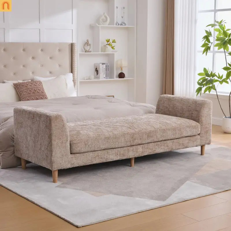 Bench Chenille Wheat Backless Armrests 83