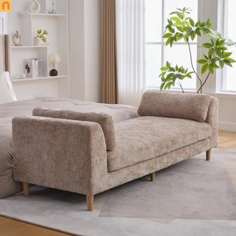 Bench Chenille Wheat Backless Armrests 83