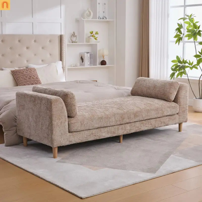 Bench Chenille Wheat Backless Armrests 83