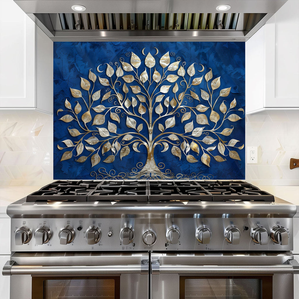 Golden Midnight Tempered Glass Backsplash – Kitchen Backsplash for Stove