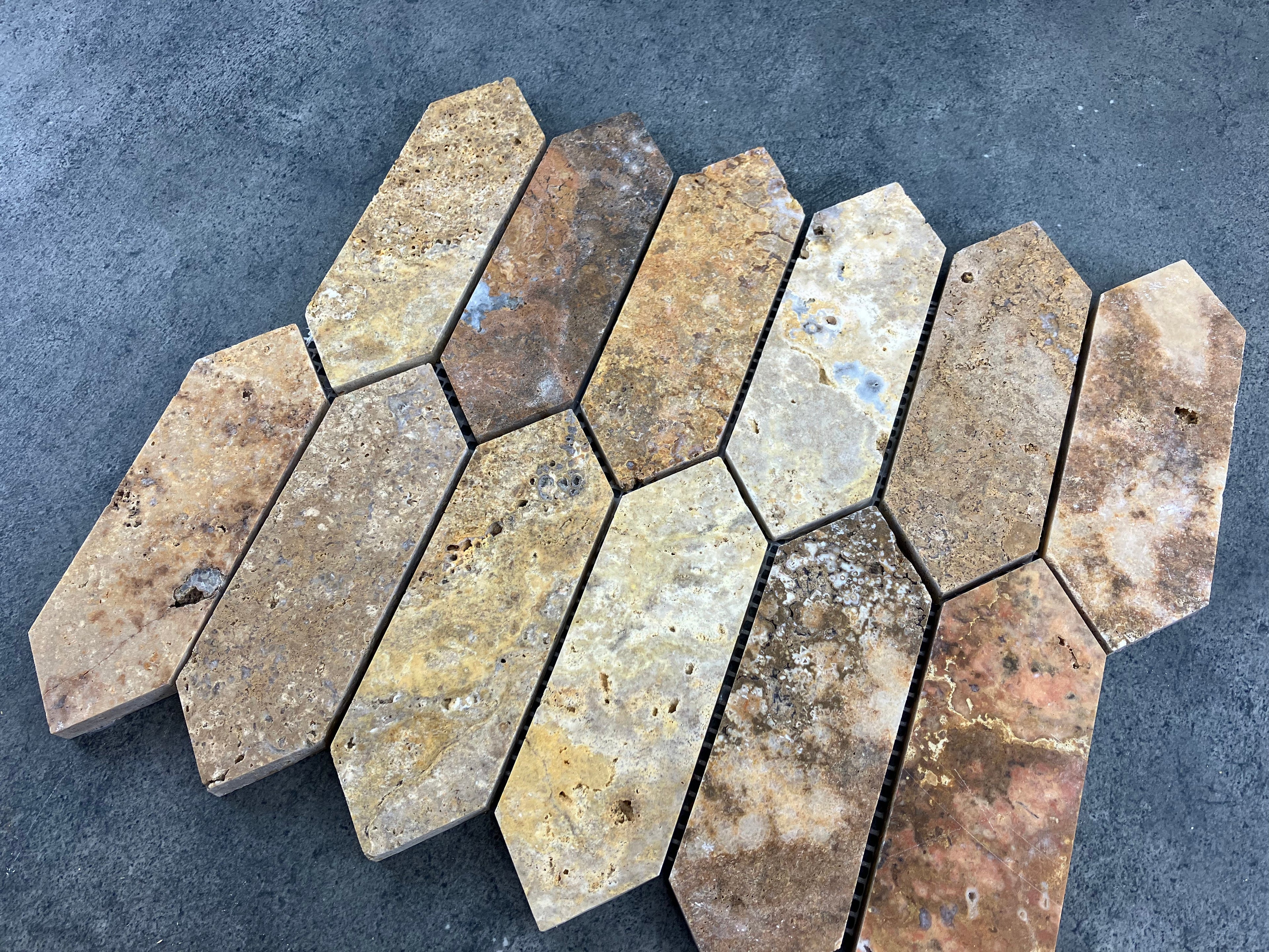 Scabos Travertine Mosaic Tile 12x12 - Strada Design Gold Tone