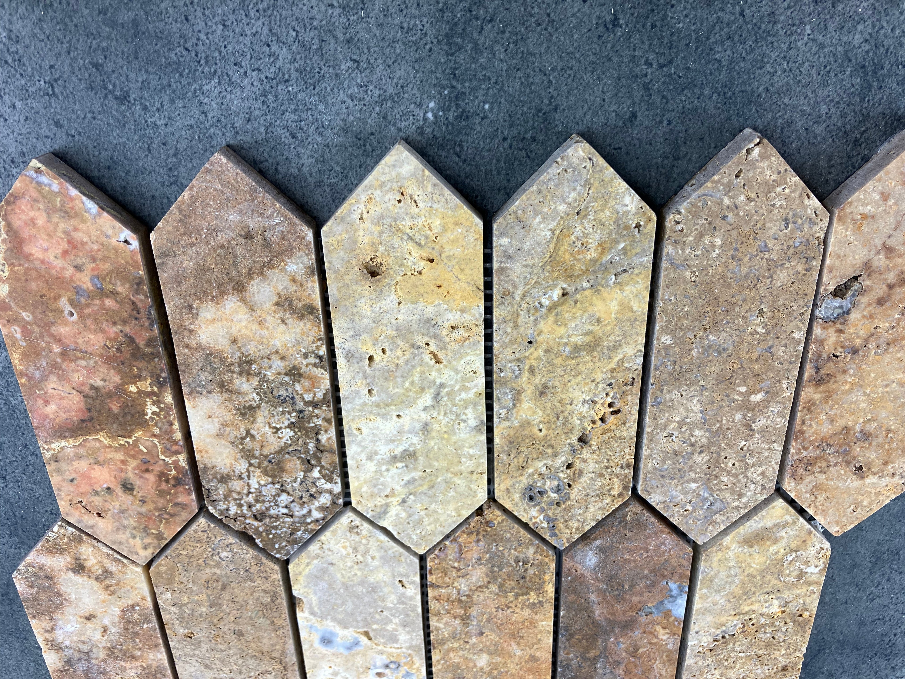 Scabos Travertine Mosaic Tile 12x12 - Strada Design Gold Tone