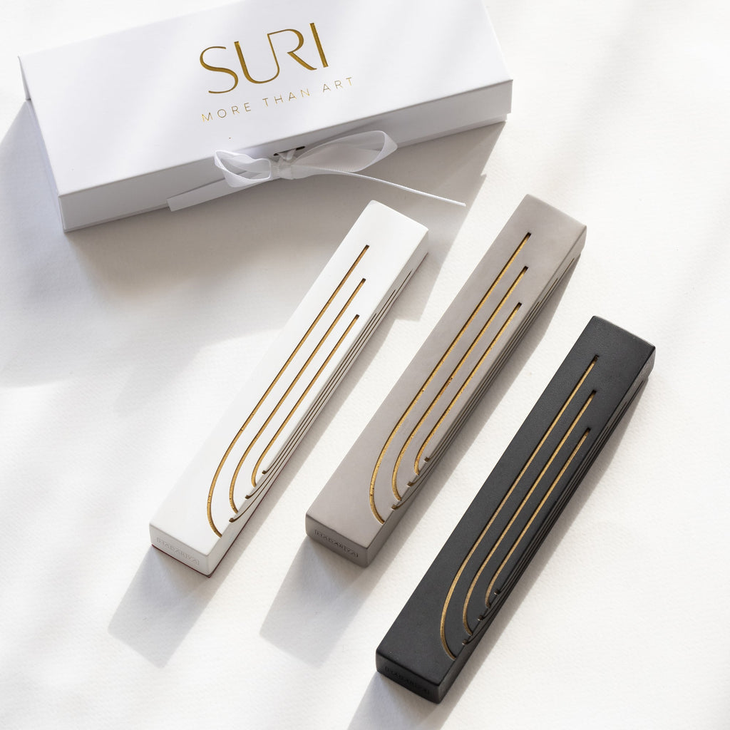 Concrete Mezuzah with Elegant Gold Engraving – Glam Series
