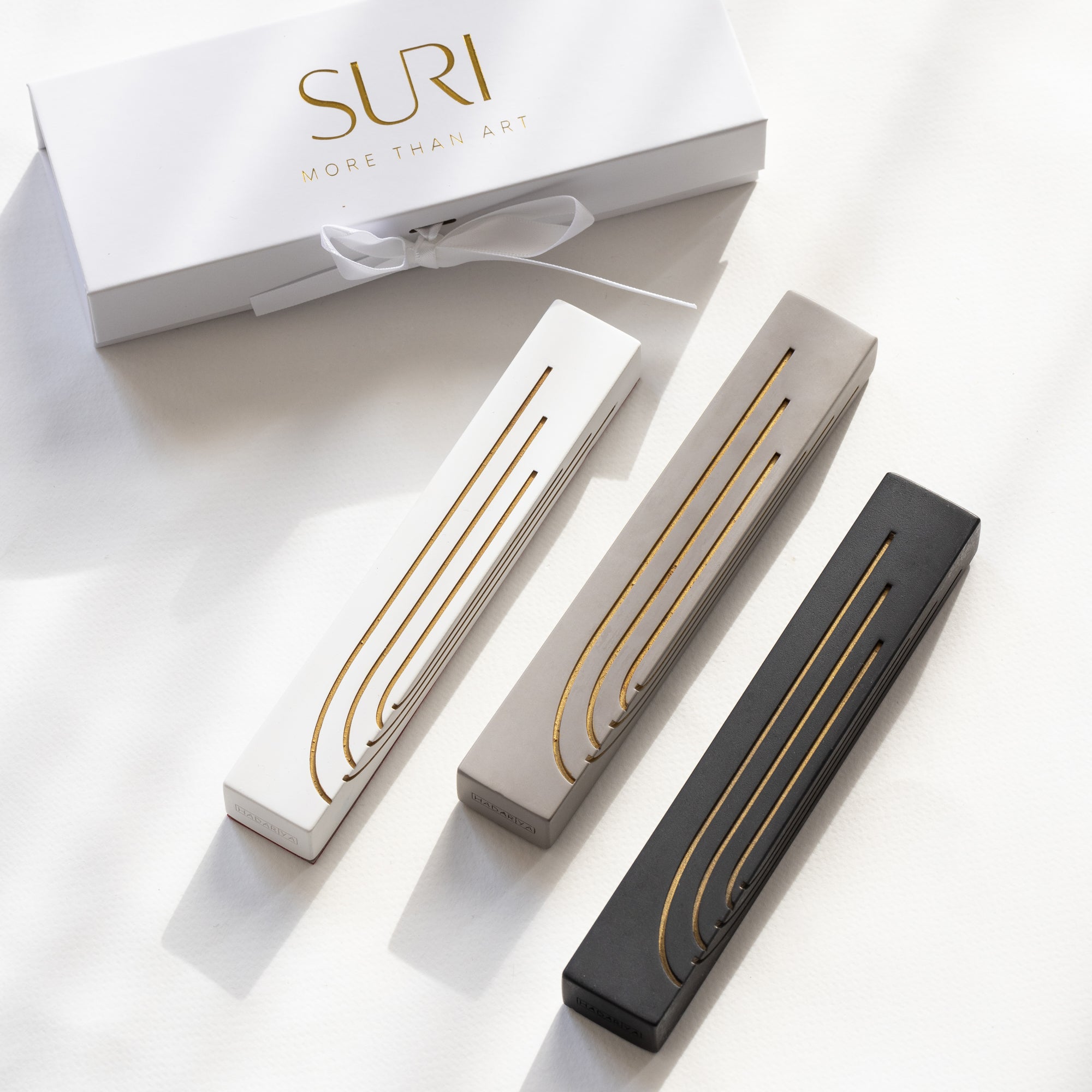 Modern Concrete Mezuzah with Elegant Gold Engraving – Glam Series