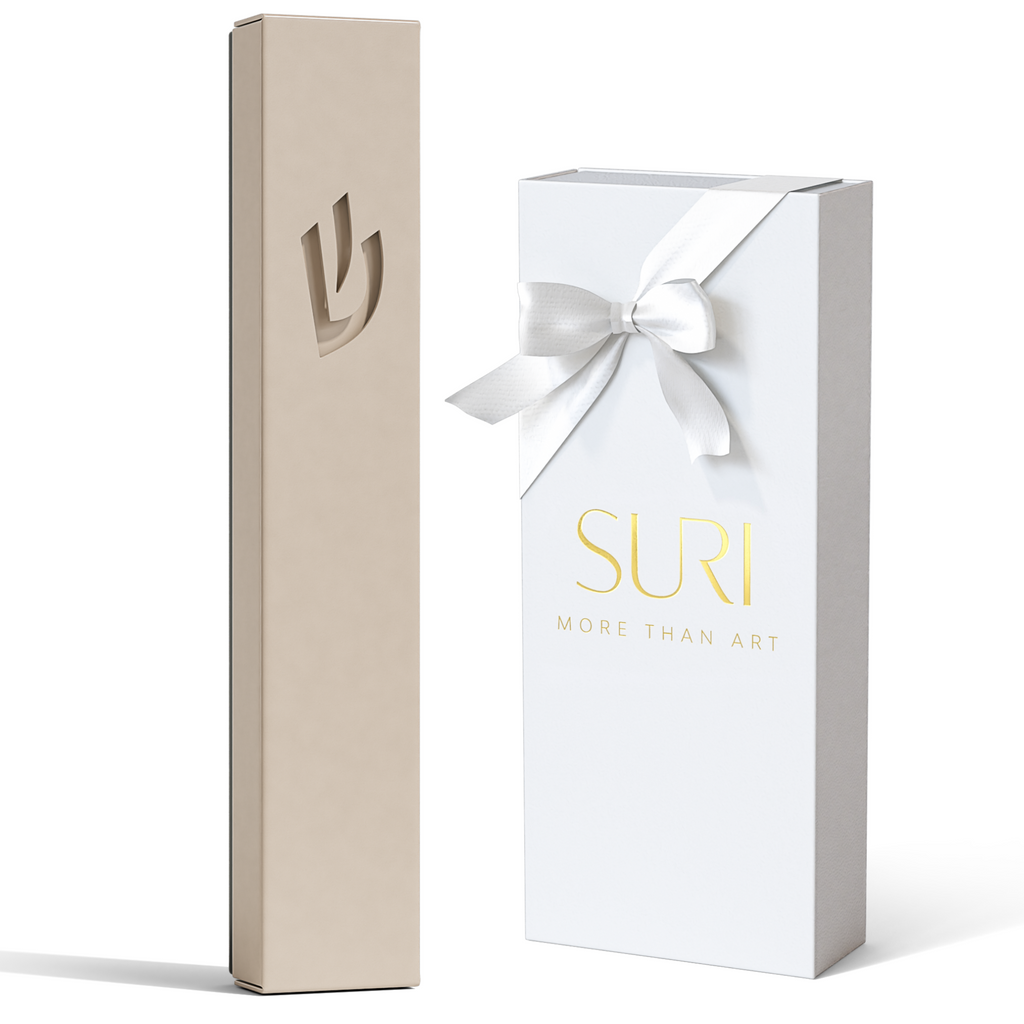 Contemporary Stainless Steel Mezuzah with Fine Line Detailing - Sweetheart Series