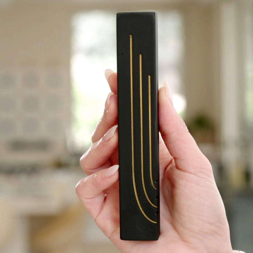 Modern Concrete Mezuzah with Elegant Gold Engraving – Glam Series