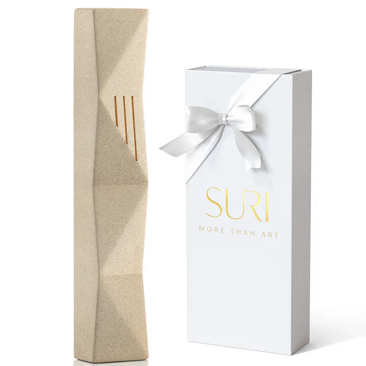 Sculpted Concrete Mezuzah with Gold Engraving – Wave Series