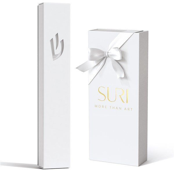 Modern Mezuzah for Door – Stainless Steel with Grooved Lines - Sweetheart Series