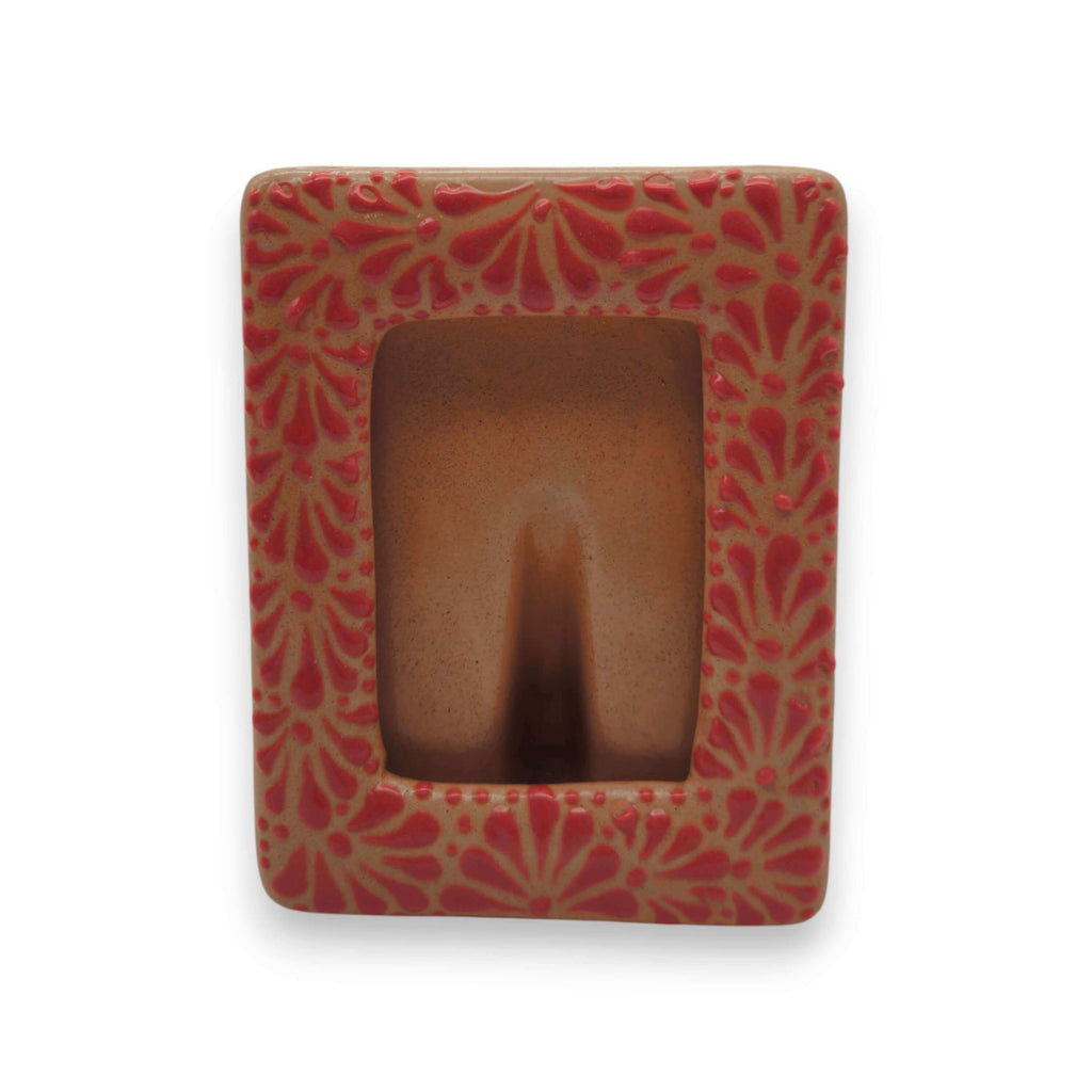 Talavera Terracotta Photo Frame | Pink Floral Accent