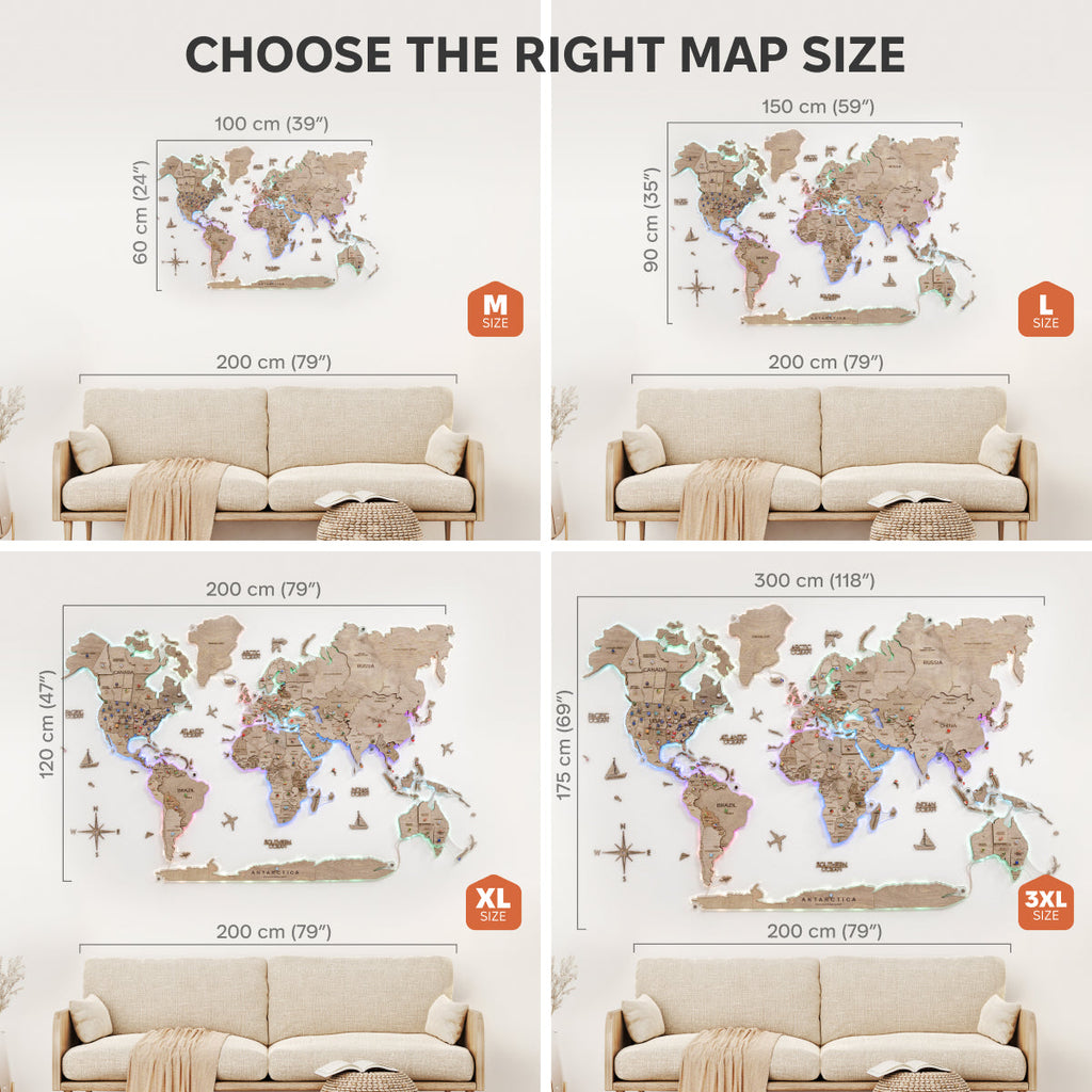 3D LED Wooden World Map 2.0 Terra