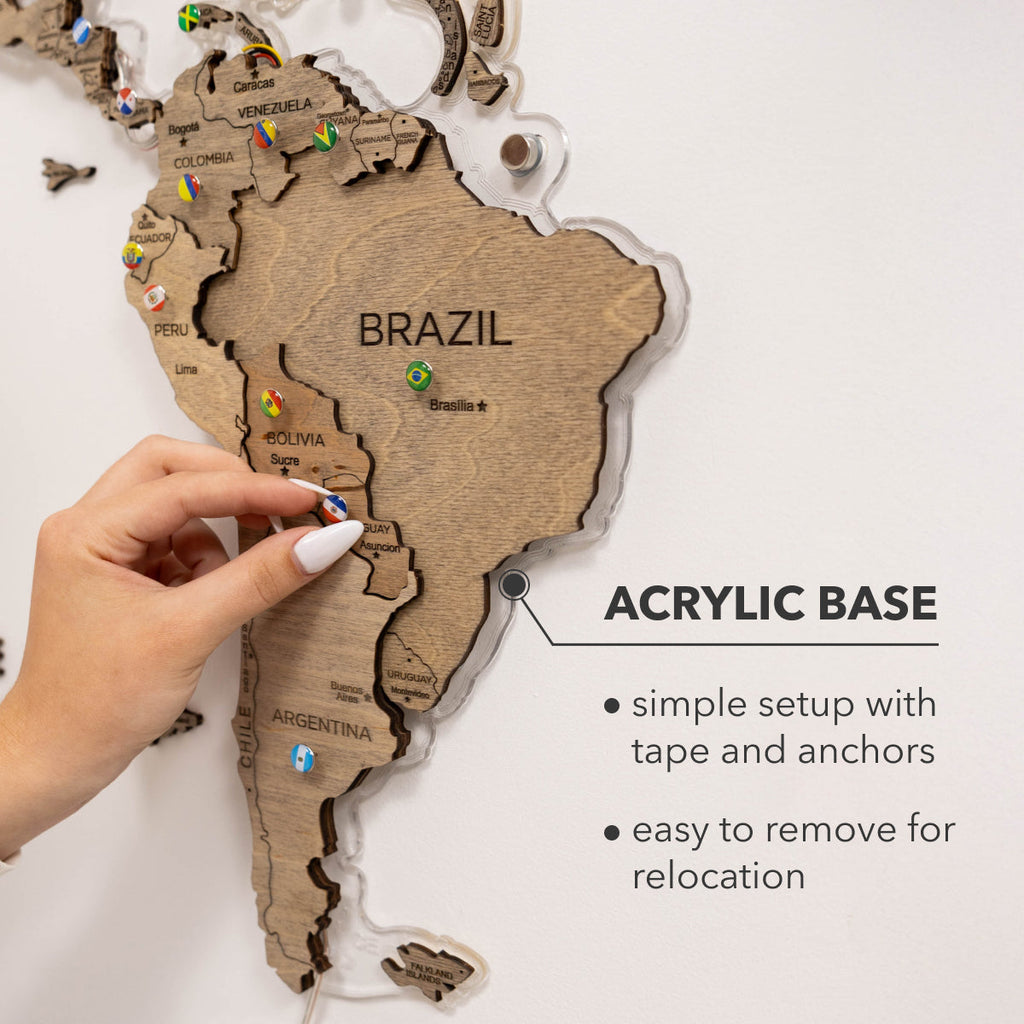 3D LED Wooden World Map 2.0 Terra