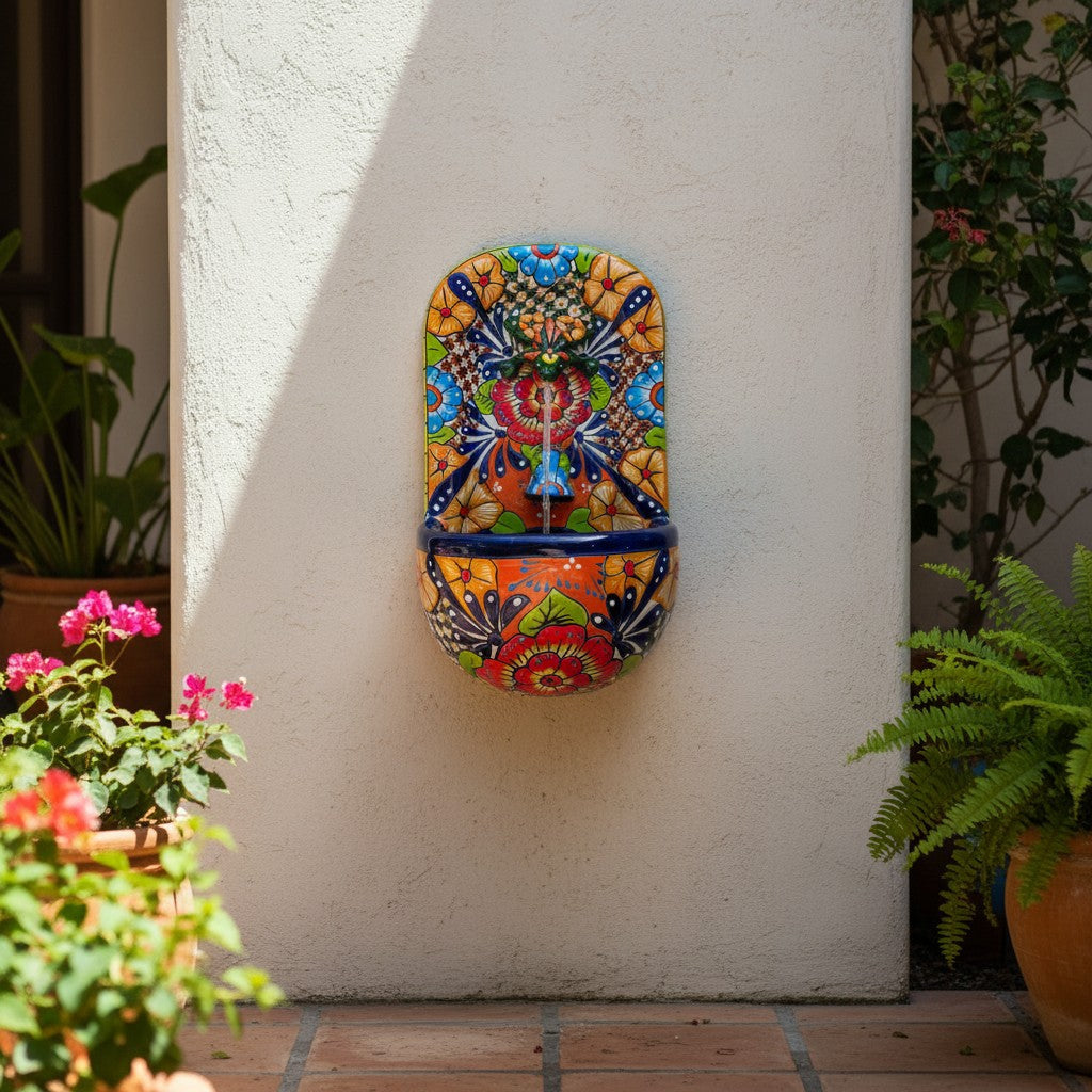 Talavera Wall Fountain | Handmade Mexican Ceramic Water Feature