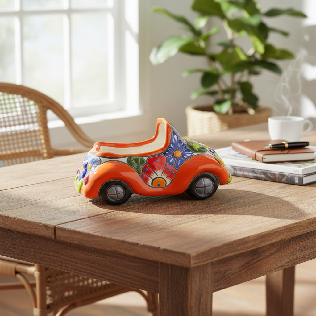 Small Talavera Car Planter | Ceramic Car Statue