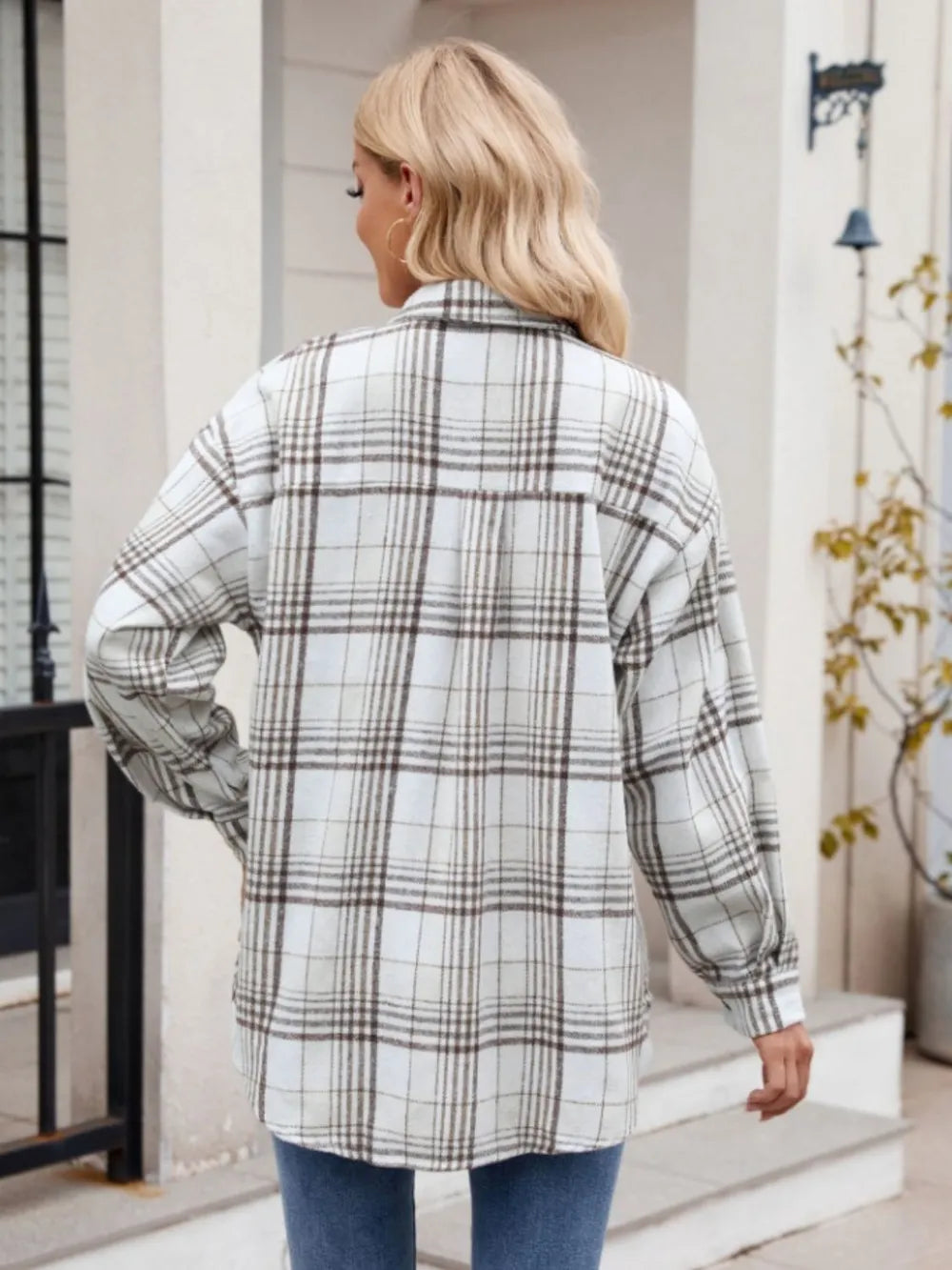 Thousand bird plaid button down flannel shirt