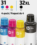 New, Pre-Owned - HP 31 C-M-Y and HP 32XL Black Ink Cartridges Refills-Pack-4