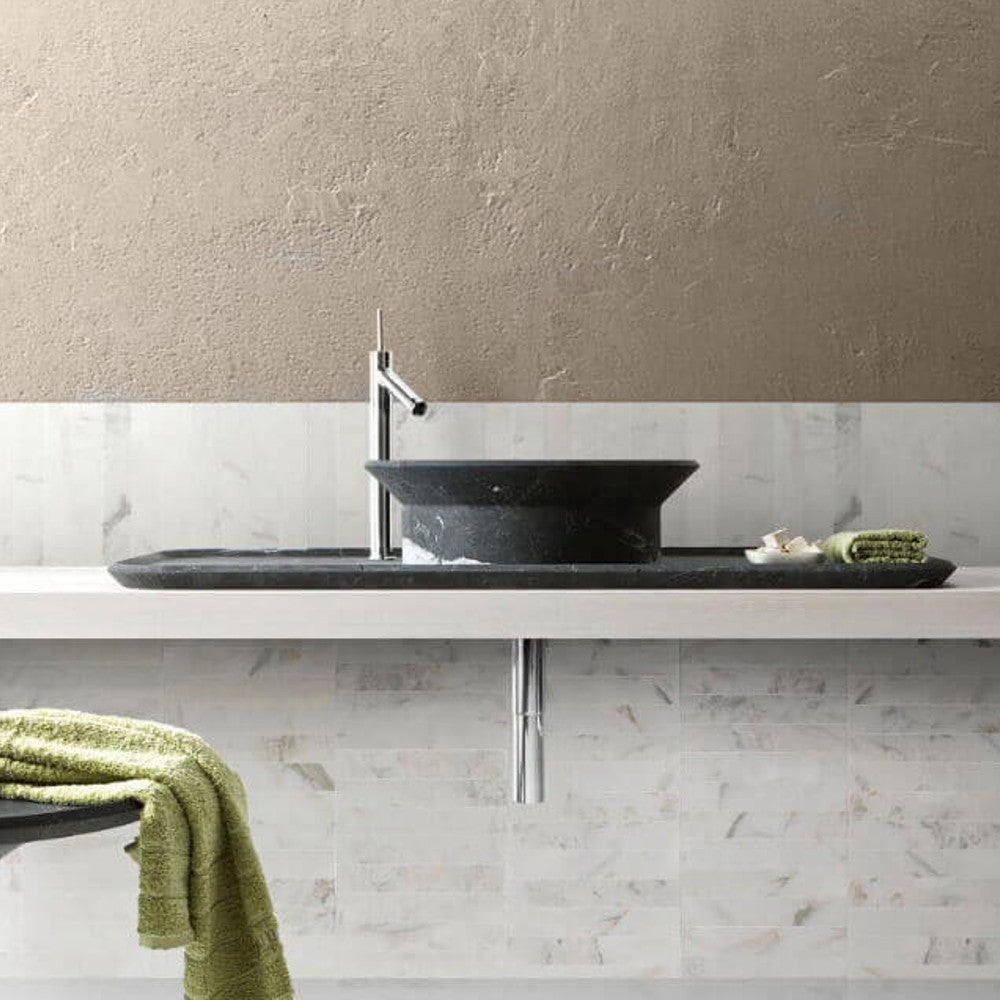 White Black Veined Natural Marble Vessel Sink - Polished 20 Inch
