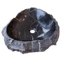 Black Marble Natural Stone Handcrafted Vessel Sink 31 x 23 x 6 Inches Modern Contemporary