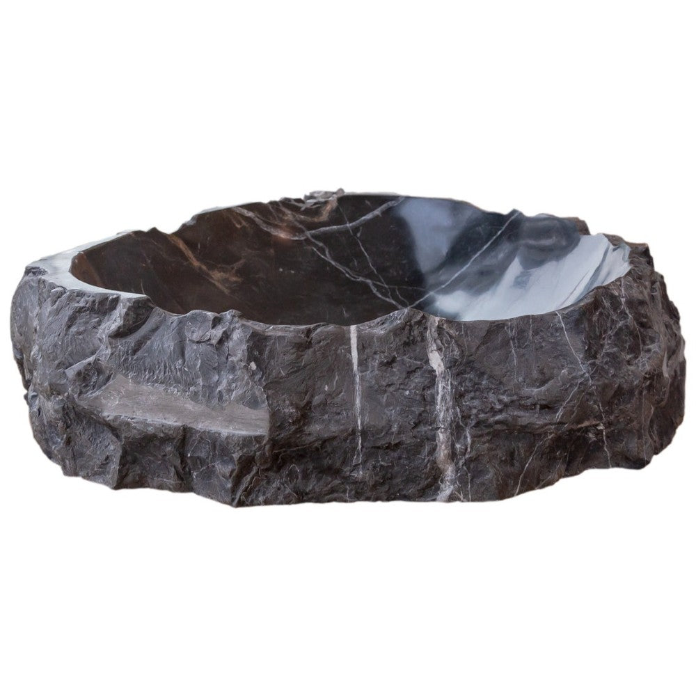 Black Marble Natural Stone Handcrafted Vessel Sink 31 x 23 x 6 Inches Modern Contemporary
