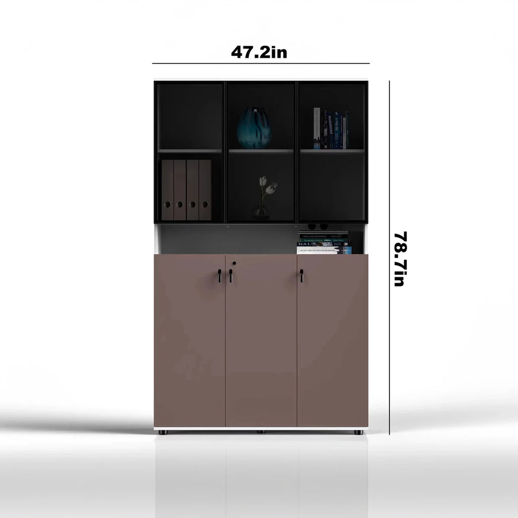 Thurby · Office Cabinet w/ Glass Panel Display Shelves
