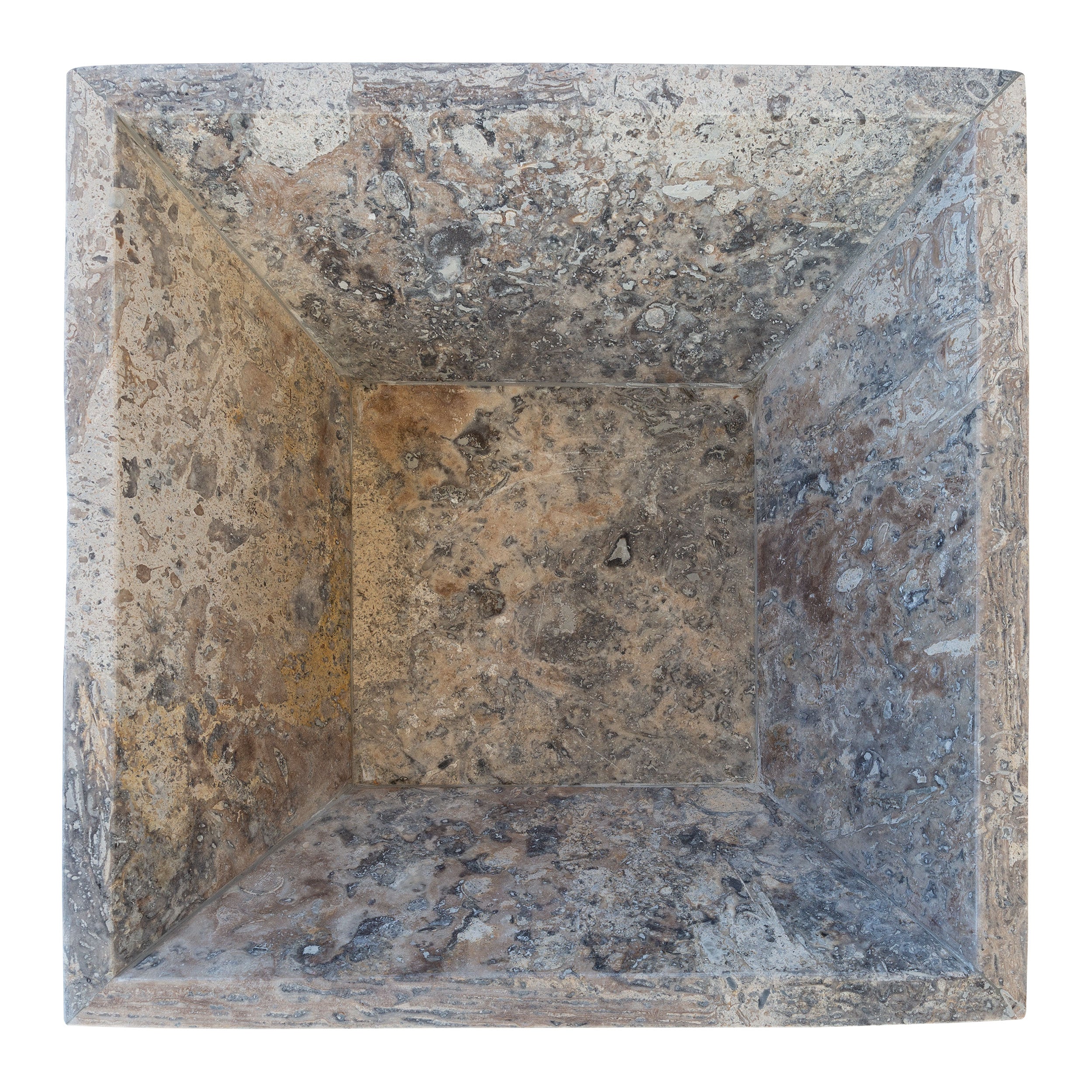 Silver Travertine Natural Stone Outdoor Fire Pit 24x24 Inches for Patio Backyard