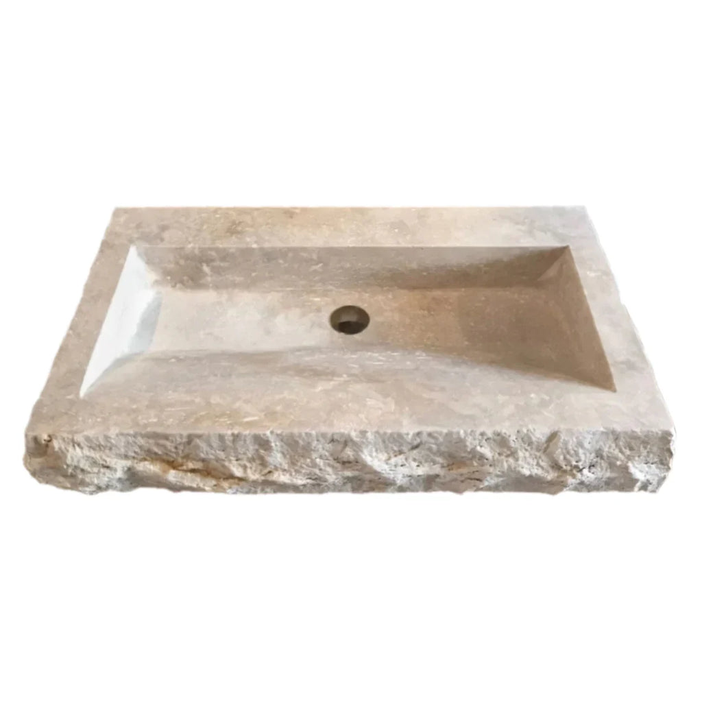 Travertine Light Rustic Rectangular Wall-mount Bathroom Sink