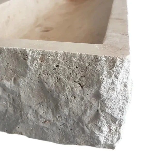 Travertine Light Rustic Rectangular Wall-mount Bathroom Sink