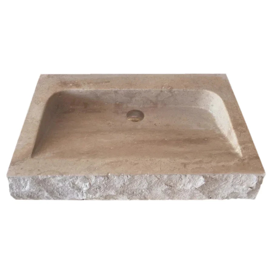 Travertine Light Rustic Rectangular Wall-mount Bathroom Sink
