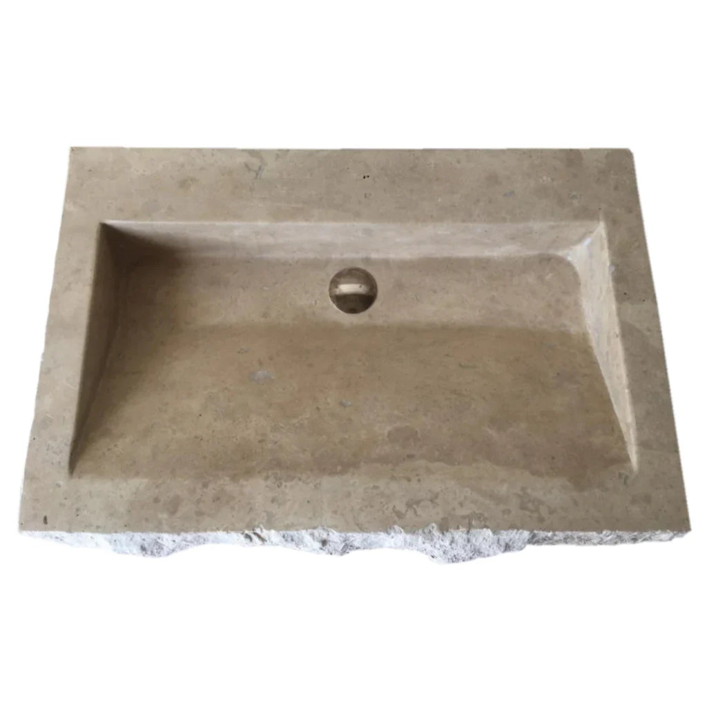 Travertine Light Rustic Rectangular Wall-mount Bathroom Sink