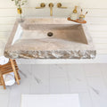 Travertine Light Rustic Rectangular Wall-mount Bathroom Sink