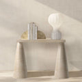 White Travertine Console Table - Polished Finish Cone Legs 15x40
