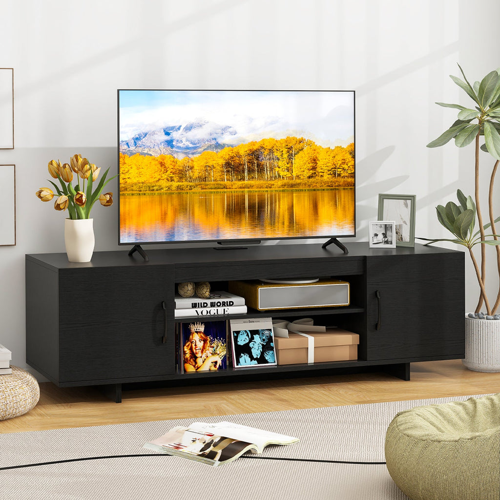 TV Stand with Power Outlet and 2 Cable Holes for 65 Inch TVs