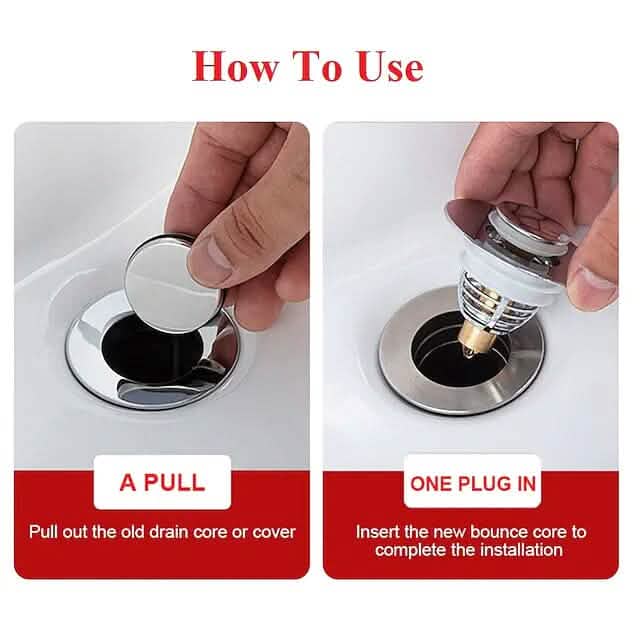 Universal Stainless Steel and Copper Pop-Up Bounce Core Basin Drain Filter