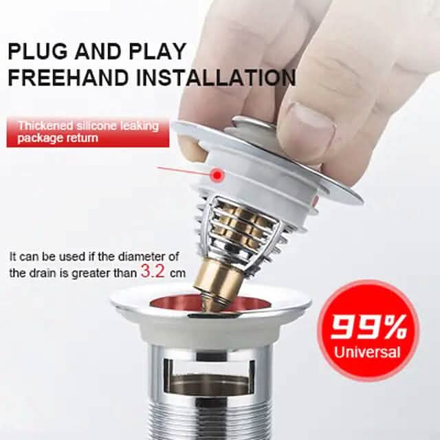 Universal Stainless Steel and Copper Pop-Up Bounce Core Basin Drain Filter