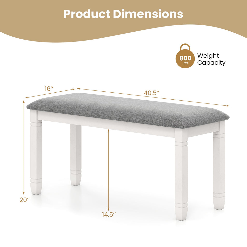 Upholstered Bedroom Bench with Padded Seat and Solid Wood Legs-Gray