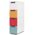 4-Drawer Rolling Organizer Unit Narrow Storage Cabinet with Built-In Wheels for Small Space-Colorful