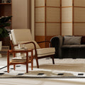3 Piece Rattan and Wood Living Room Set with Side Table Coffee Table and TV Stand