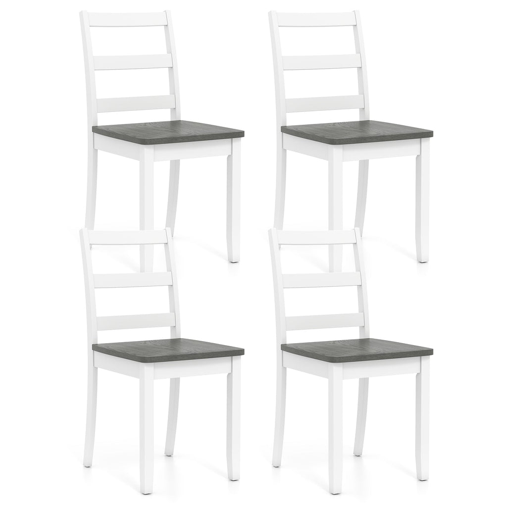 Set of 4 Wood Dining Chairs with Solid Rubber Wood Legs