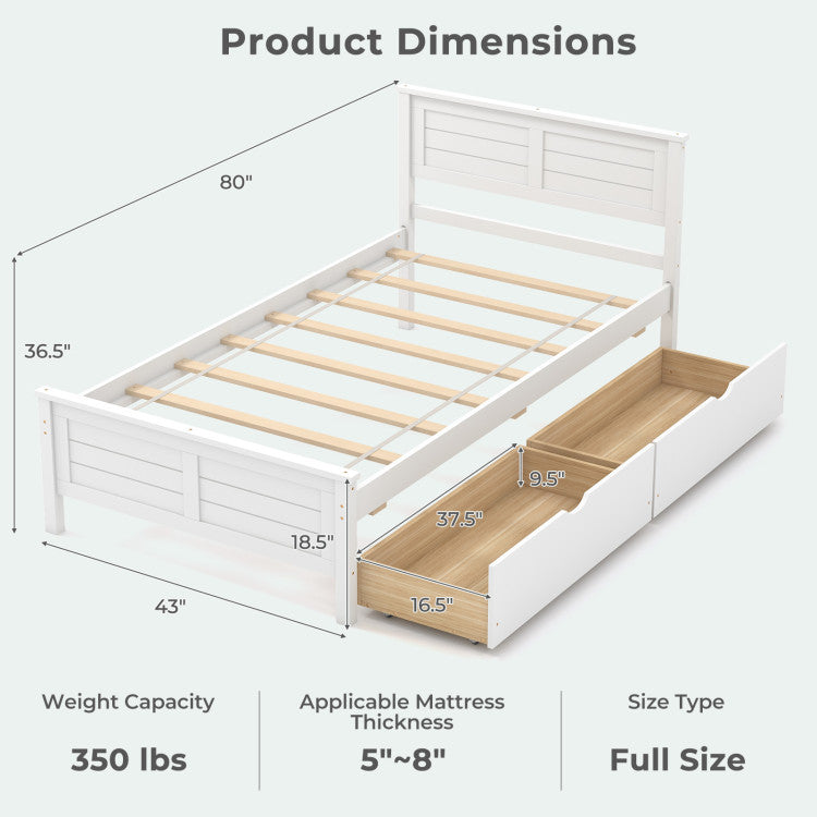 4-Piece Bedroom Furniture Set with Twin Size Bed Frame Entryway Bench Vanity Desk and Jewelry Armoire