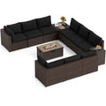 Outdoor PE Rattan Conversation Set with 32‚Äù Propane Fire Pit Table and Tank Holder